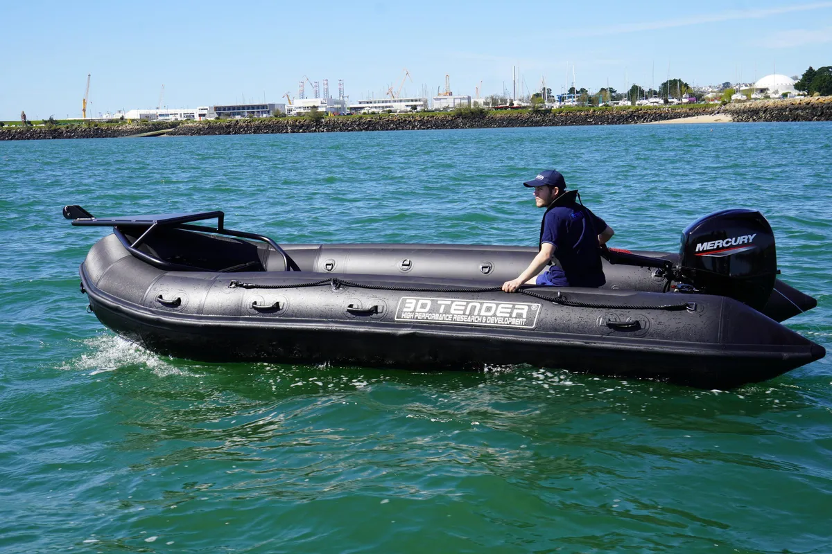 3D Tender Polar 580: Rubber boat cruising on the water