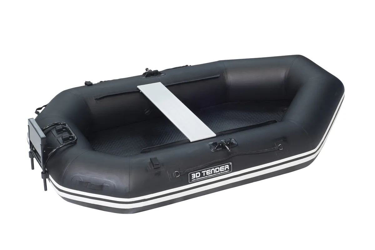 3D Tender Superlight Round Air 200: Studio photo of an inflatable boat with an oar