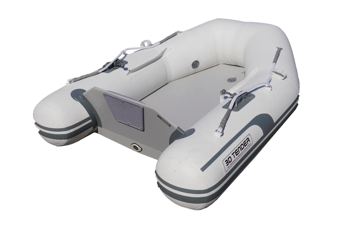 3D Tender Superlight Twin Air 200: Inflatable boat in a car park