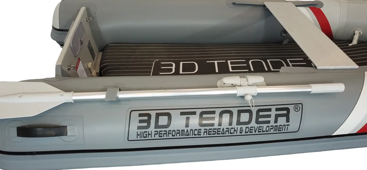 3D Tender Twin Hypalon 250: Inflatable boat with logo and paddle