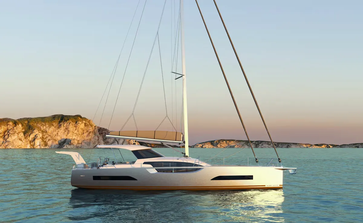 Allures Yachting Horizon 47: Sailing boat at anchor off the coast