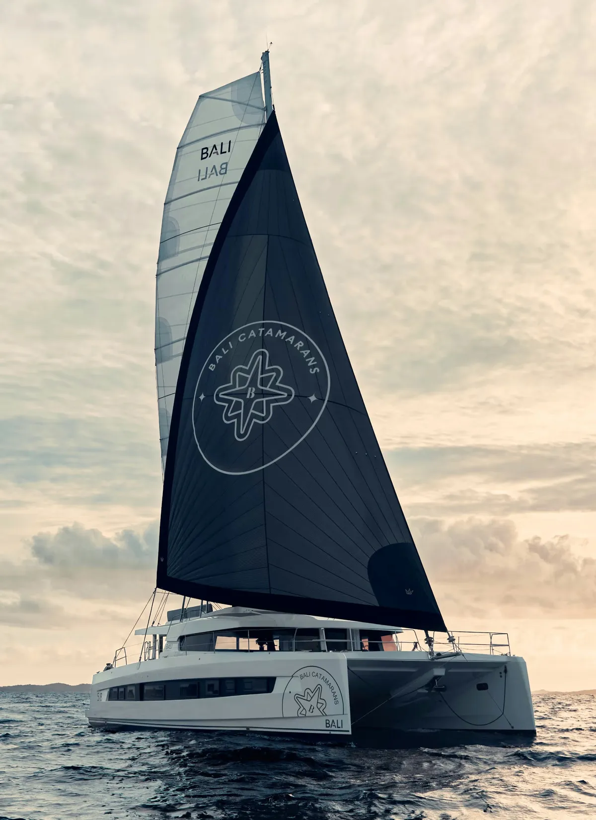 Bali Catamarans 5.8: Catamaran with sail at sea