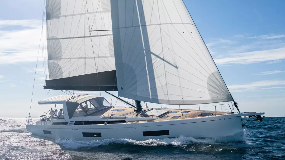 Beneteau Oceanis Yacht 60: Sailing boat with white sails at sea