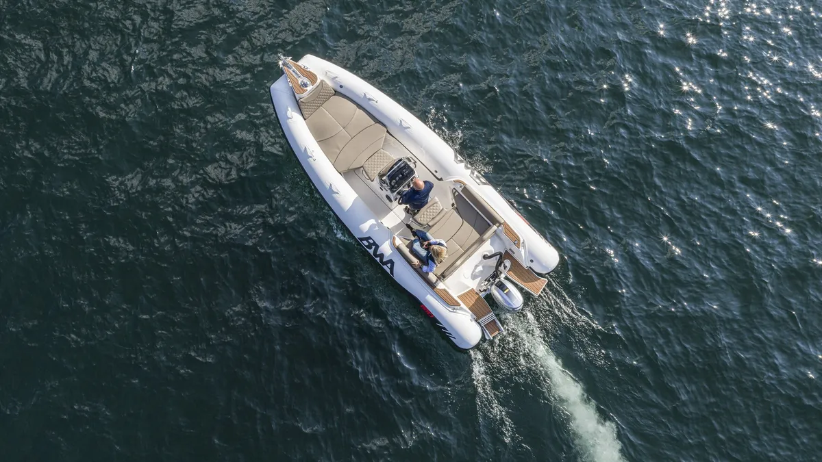 BWA Nautica GTO 218: Boat cruising at sea from a bird's-eye view