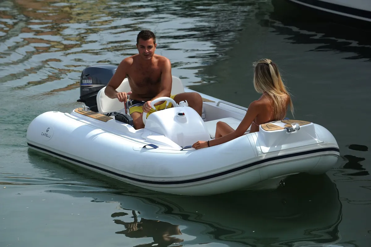 Capelli Tempest 360 Yacht Tender: Rubber dinghy with a man and a woman