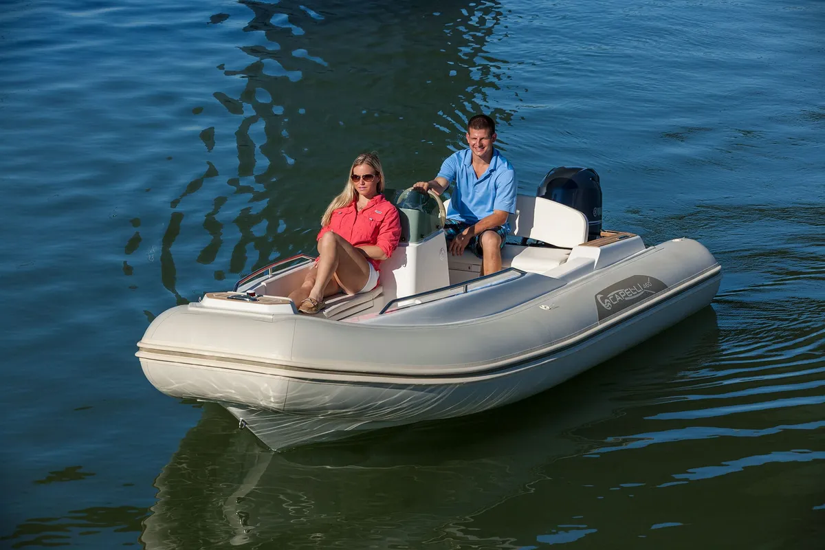 Capelli Tempest 460 Yacht Tender: Rubber dinghy with crew out cruising