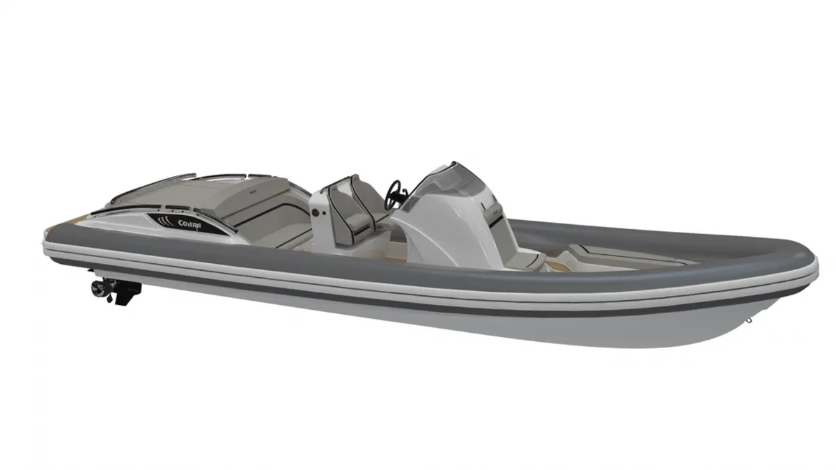 Cobra RIBs Nautique Inboard 8.5: RIB side view, studio shot