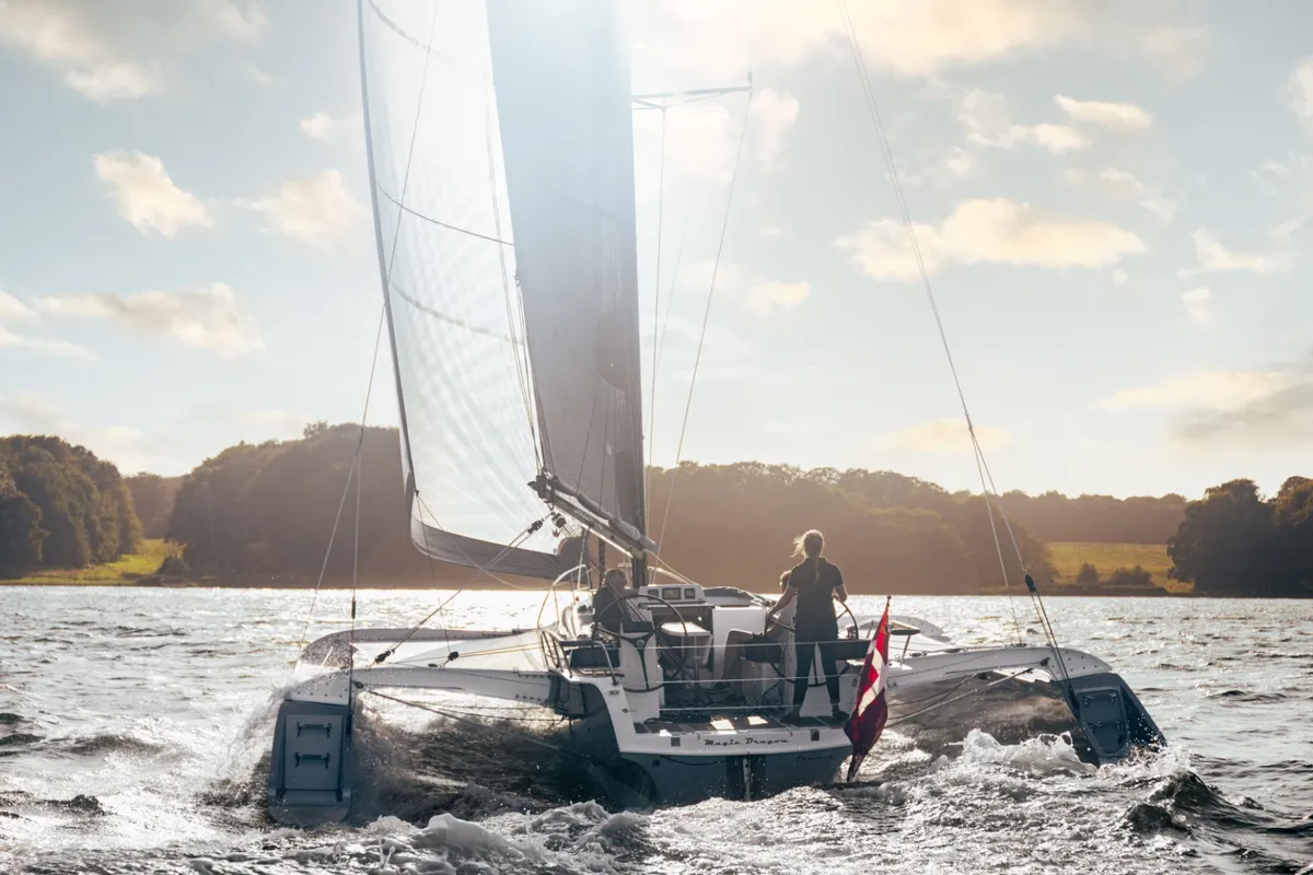 Dragonfly 40: Catamaran sailing on water