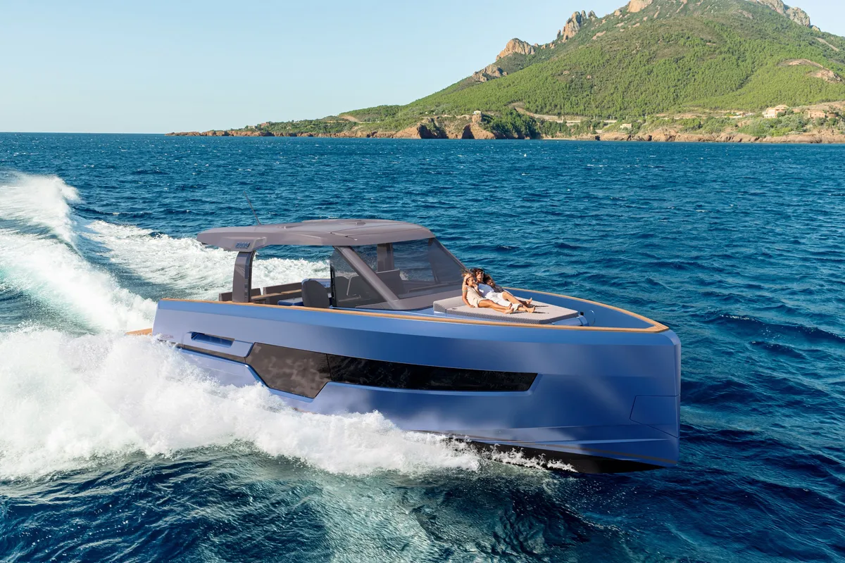 Fjord 440 Open: Boat cruising off the coast
