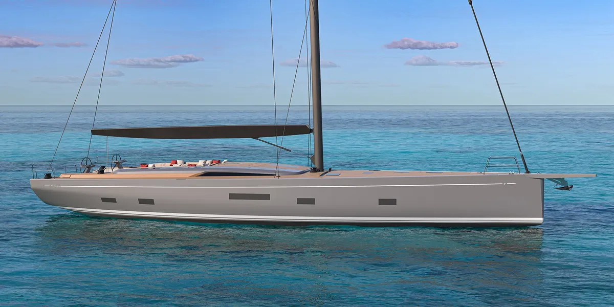 Grand Soleil Plus 80 Performance: Eine Segelyacht, die auf dem Meer treibt