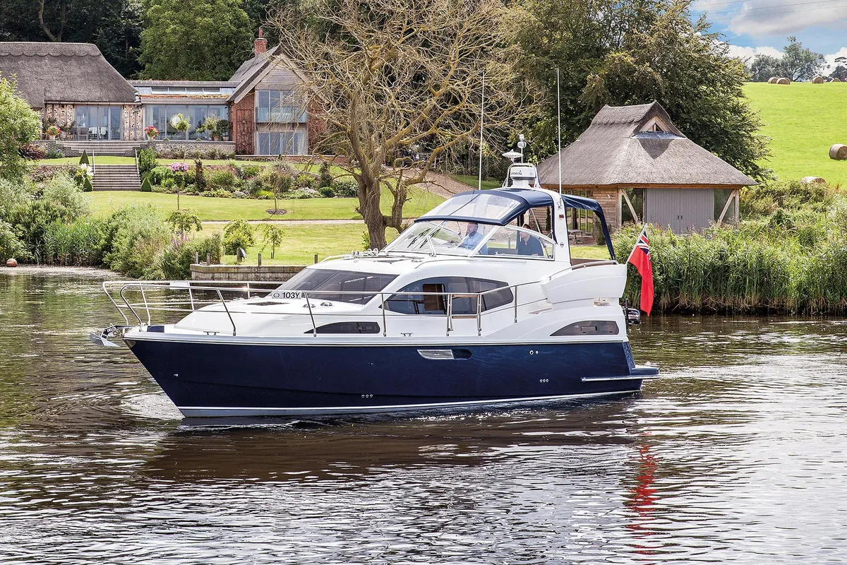 Haines Marine 360: Motorboat cruising on a river