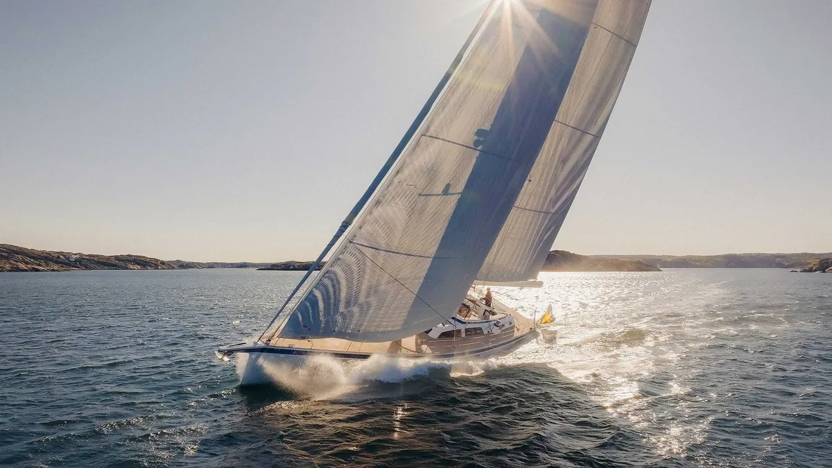 Hallberg-Rassy 69: Sailing boat under full sail