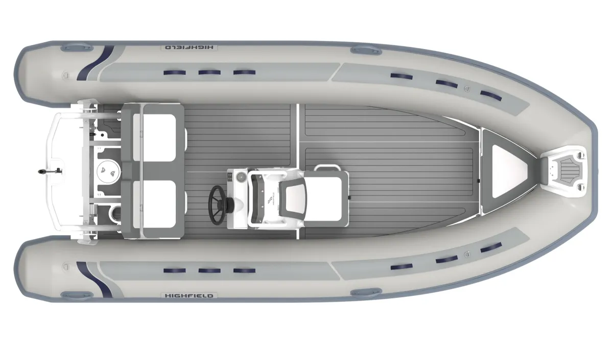 Highfield Boats Classic 460: Draufsicht auf ein Schlauchboot mit Steuerkonsole
