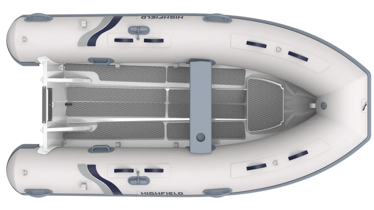 Highfield Boats Ultralite 340: Top view of an empty inflatable boat