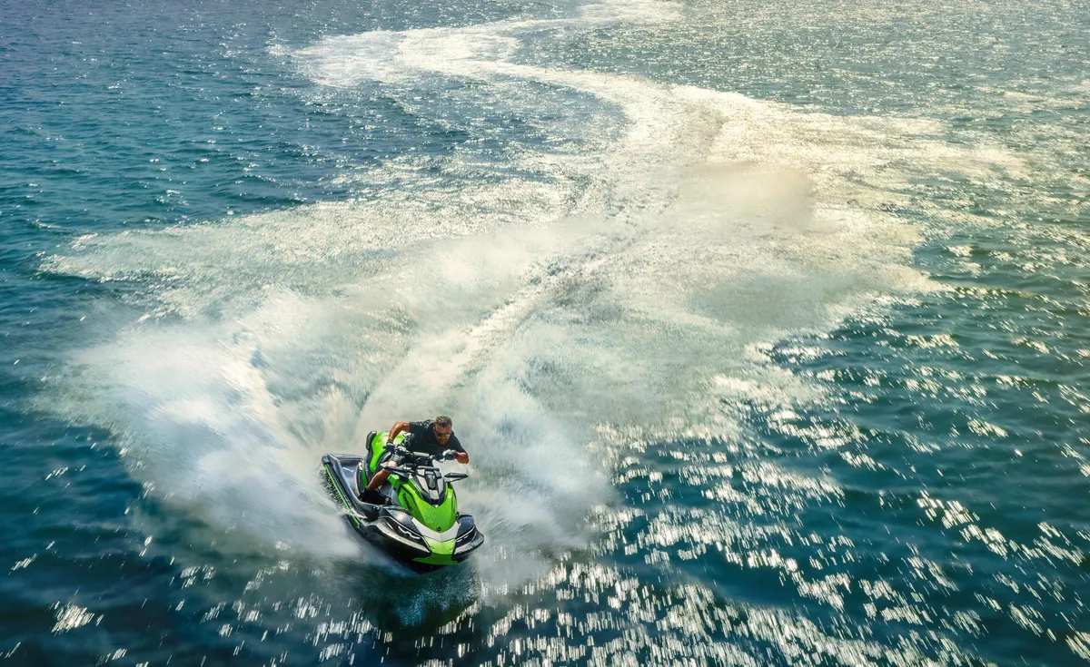 Kawasaki Jet Ski STX 160R: A jet ski leaving a wake