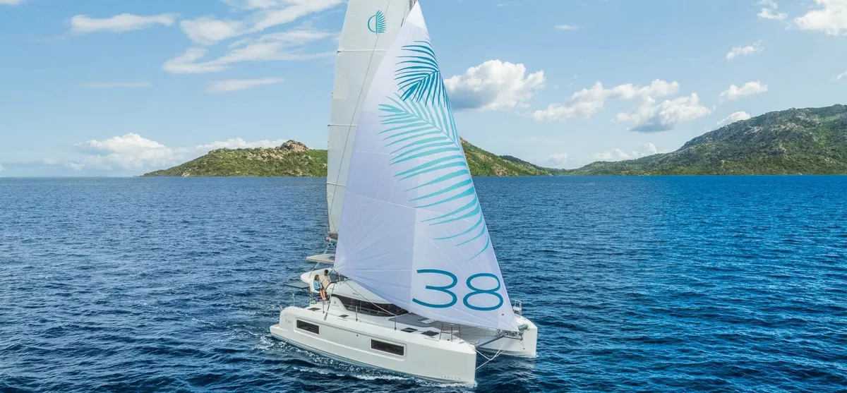 Lagoon 38: Catamaran with sail at sea