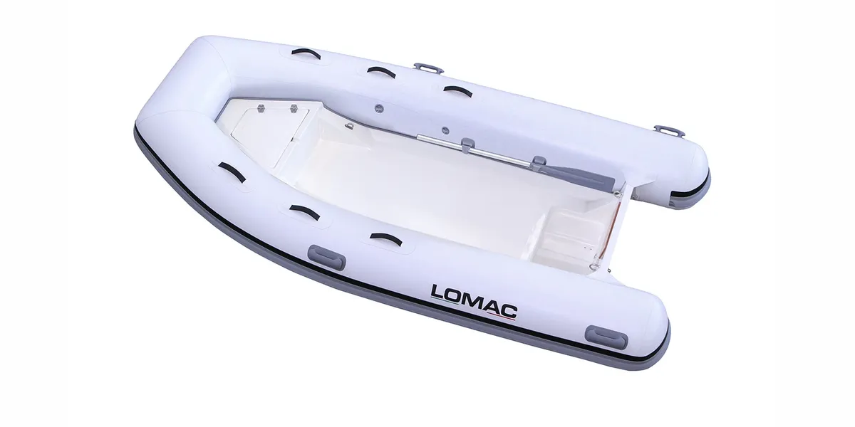 Lomac Tender 350: Inflatable boat with a white rubber deck