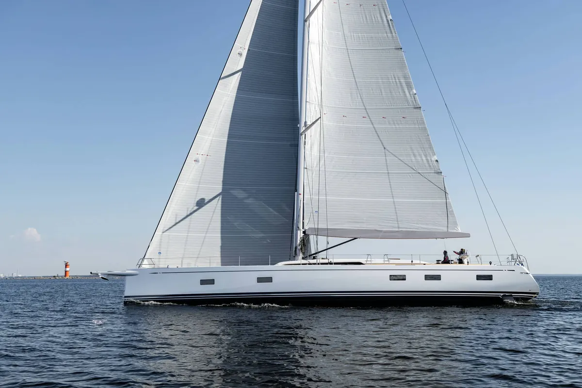 Nautor Swan Swan 88: Sailing boat with white sails at sea