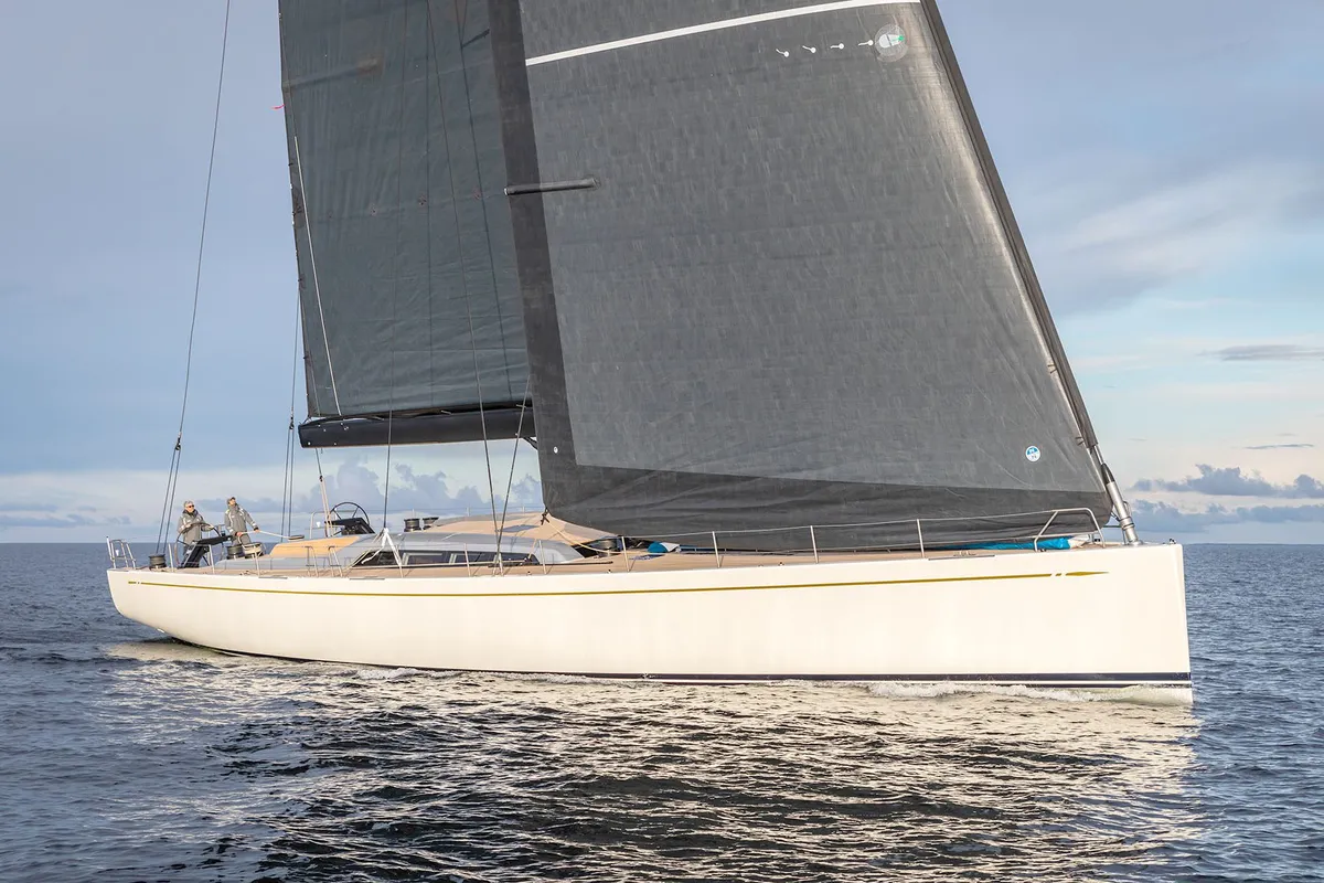 Nautor Swan Swan 98: Sailing boat with large sails at sea