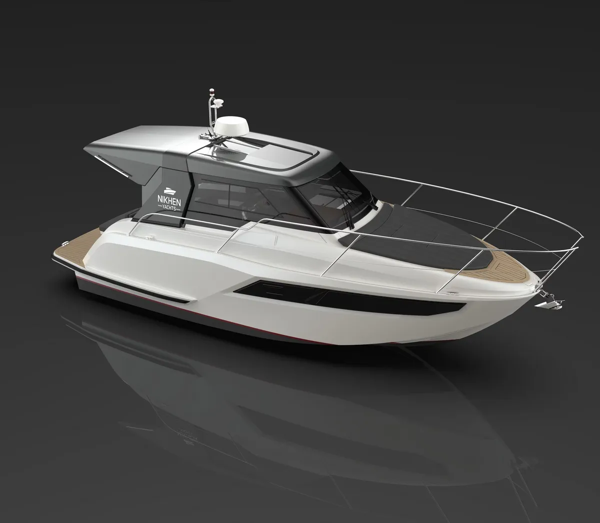 Nikhen Yachts NH 770 Grand: White motorboat, studio shot