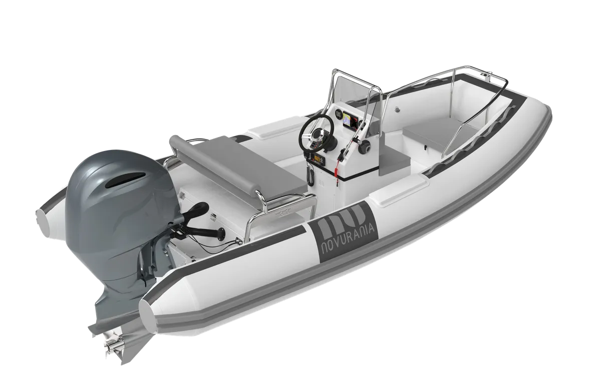 Novurania DL 460: Rubber dinghy with an outboard motor, top view