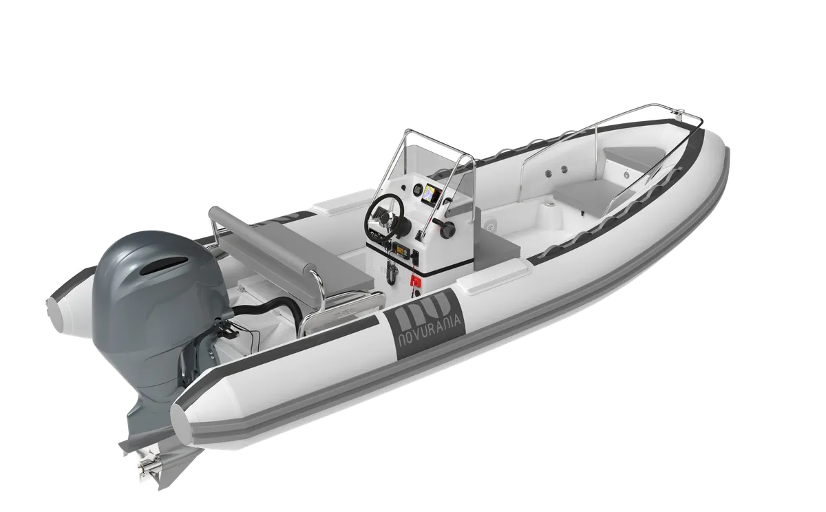 Novurania DL 550: Rubber dinghy with an outboard motor, top view