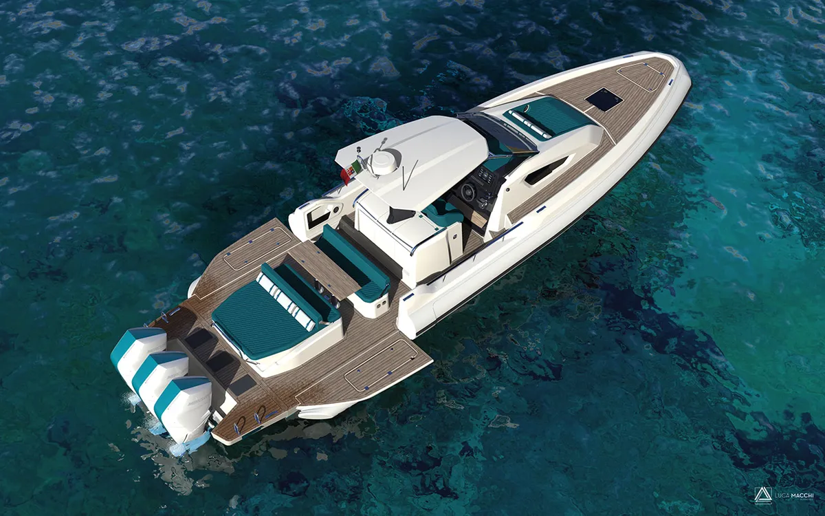 Nuova Jolly Marine Prince 45: Boat seen from above