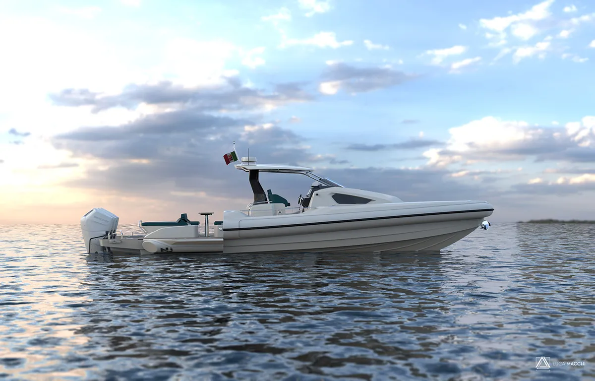 Nuova Jolly Marine Prince 45: Weißes Schnellboot auf dem Meer