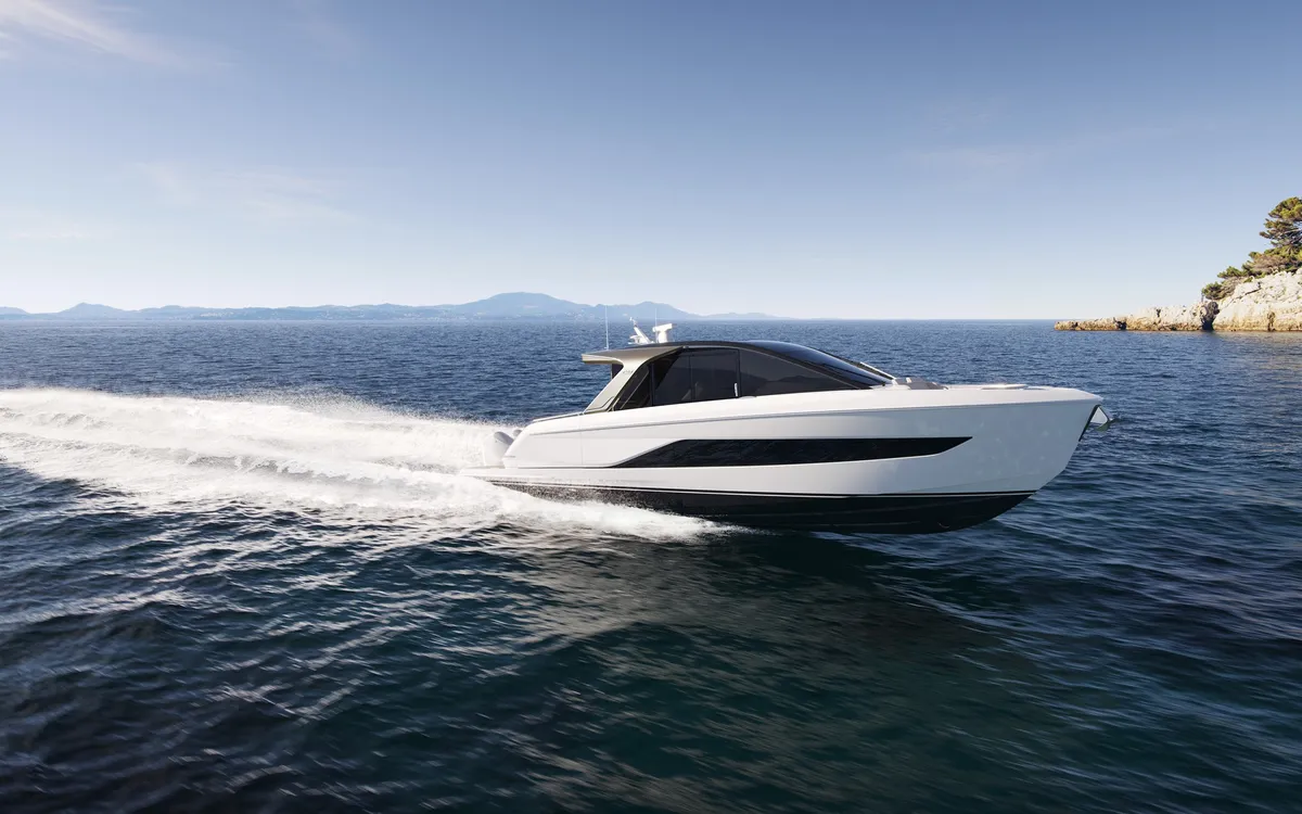 Princess C48: White boat cruising at sea