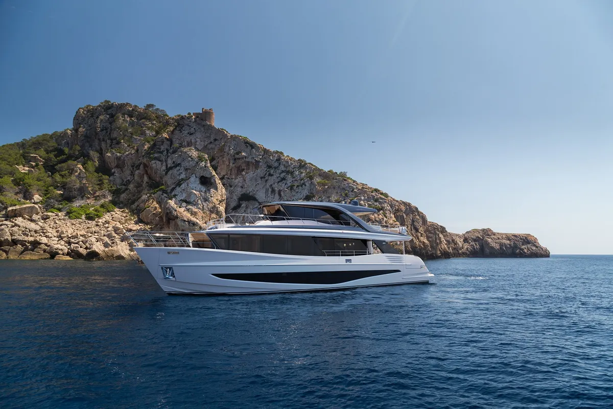 Princess X90: Boat cruising along the coastline