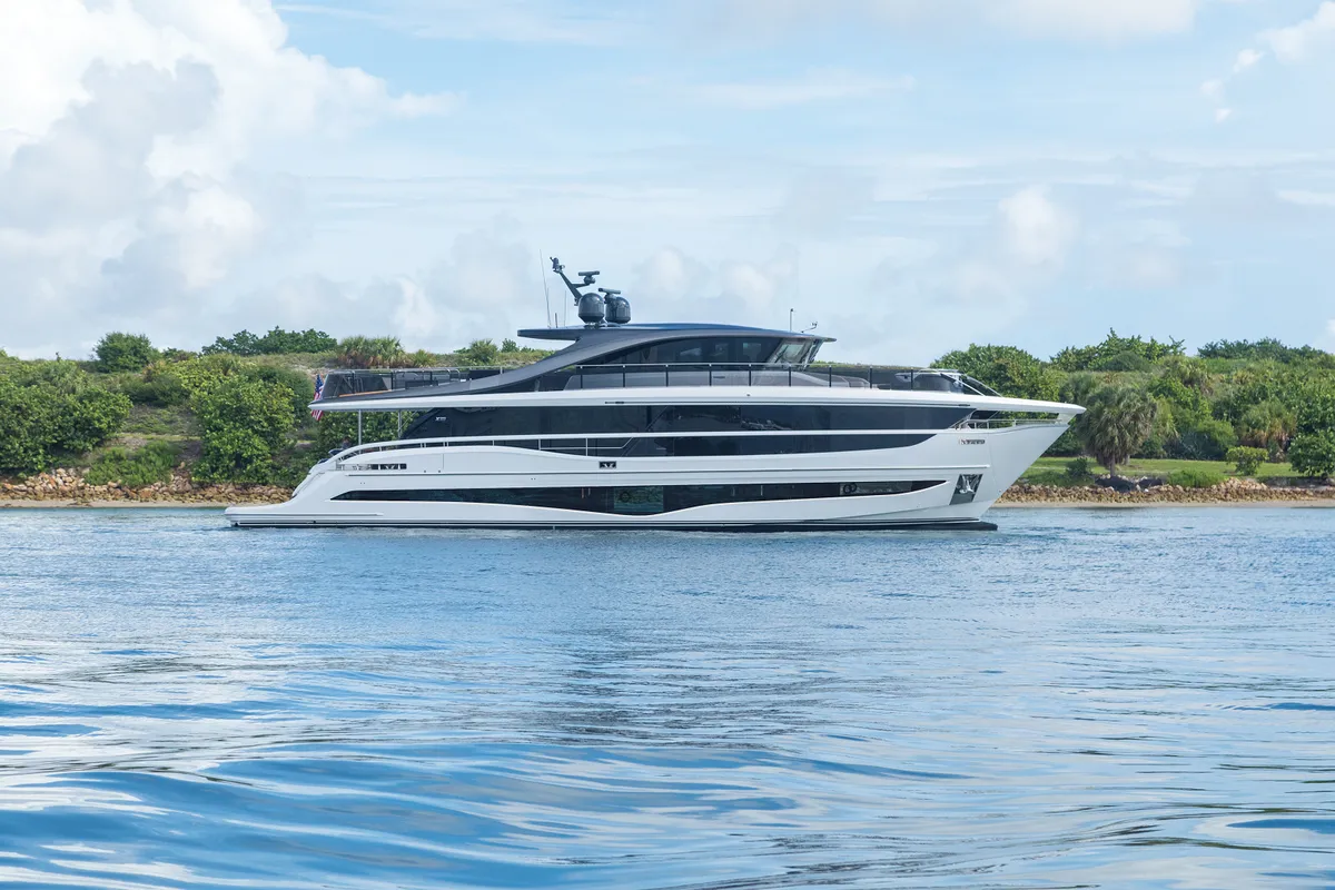 Princess X95 Vista: Yacht cruising near the coastline