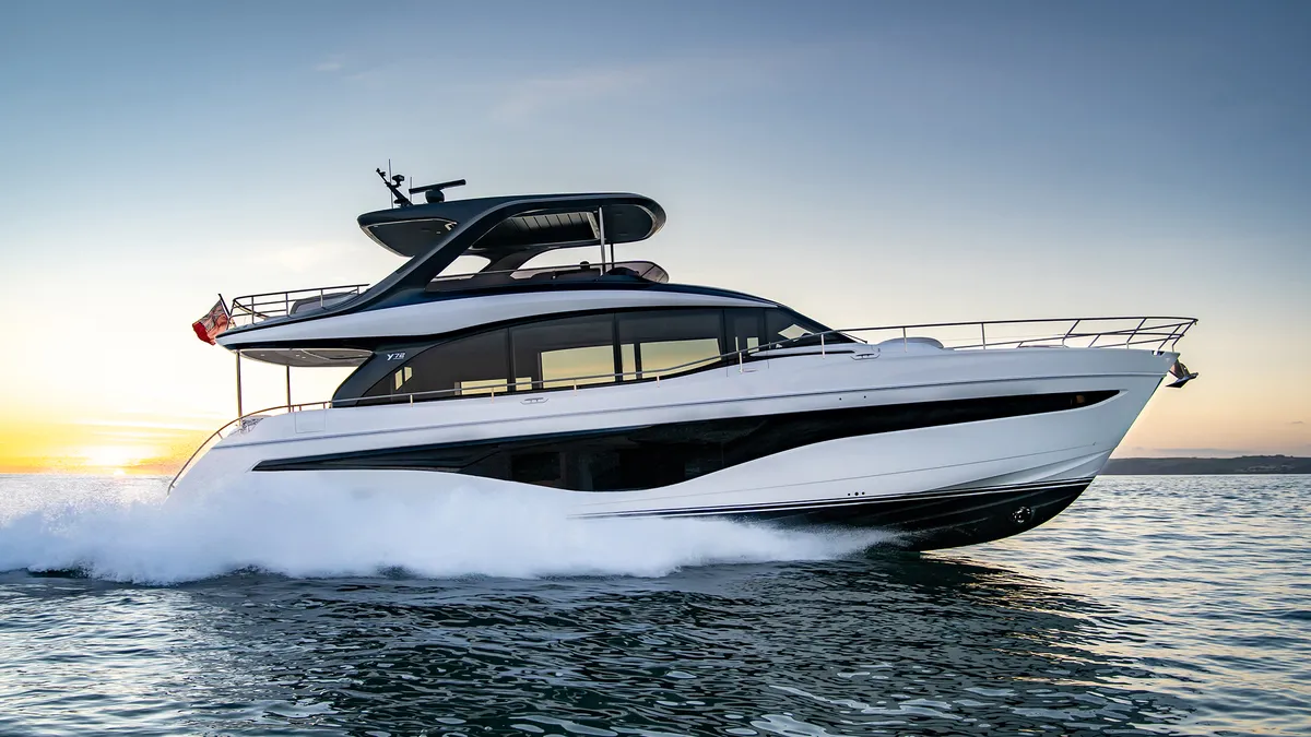 Princess Y72: Yacht cruising at sunset