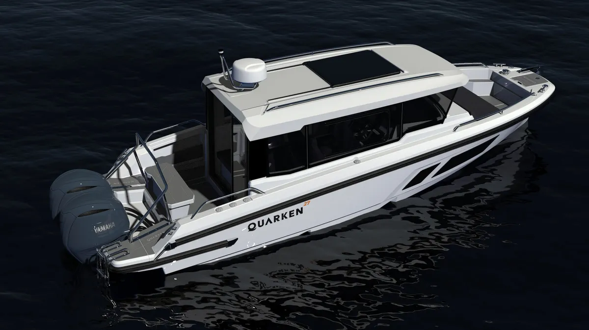 Quarken Boats 27 Cabin: Boat cruising on water