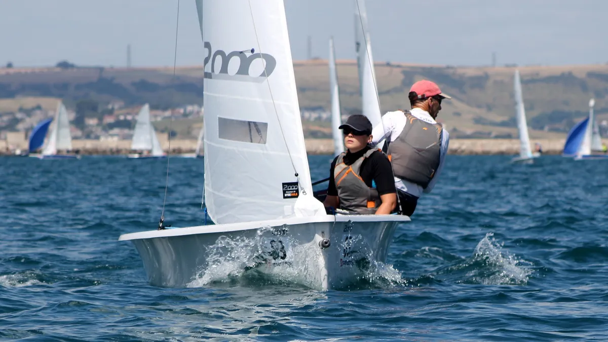 RS Sailing 2000: Segelboot mit zwei Personen an Bord auf dem Meer