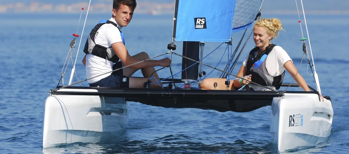 RS Sailing CAT16: Two people sailing a catamaran