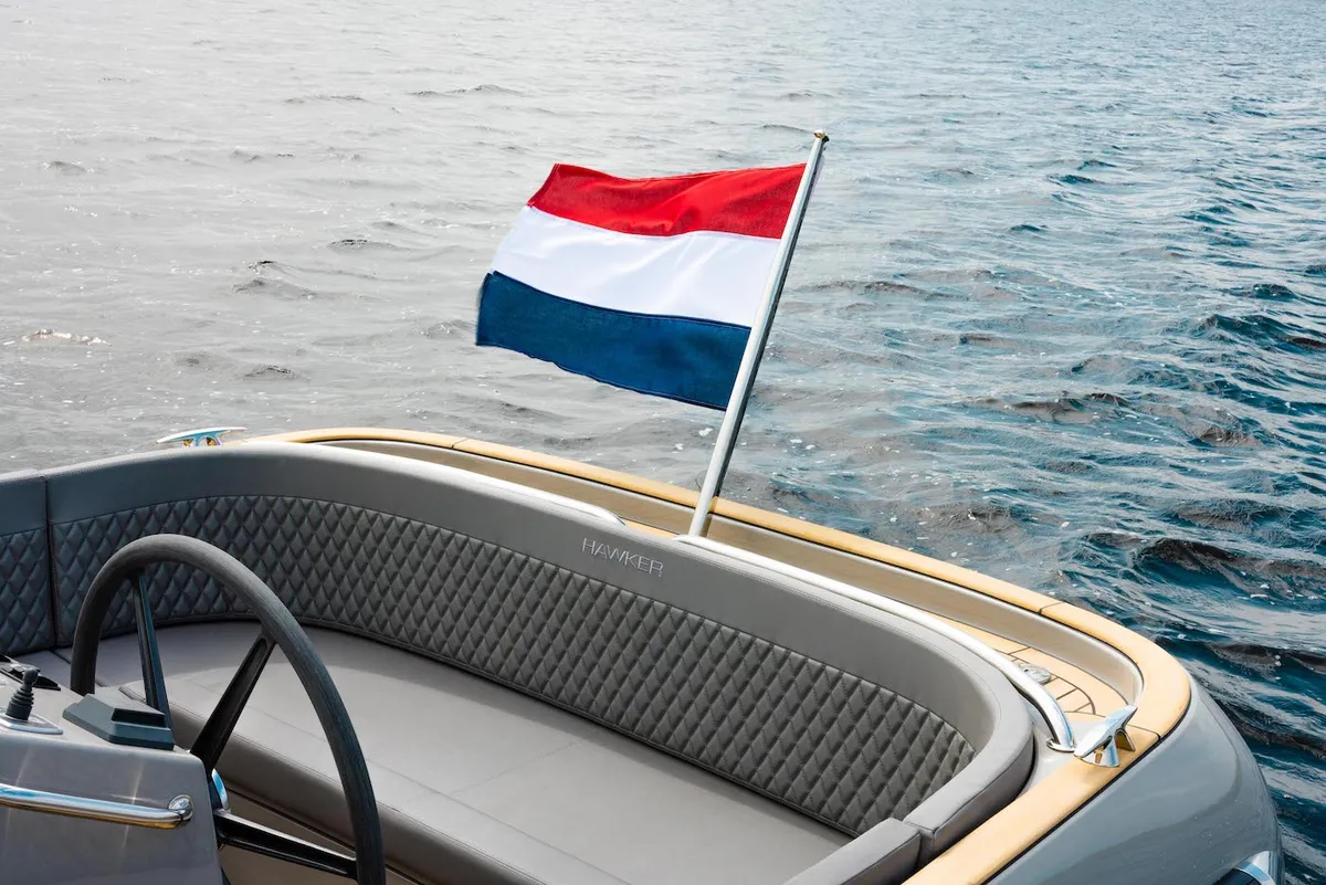 Seafury Tender Hawker 725: Dutch flag flying on a boat