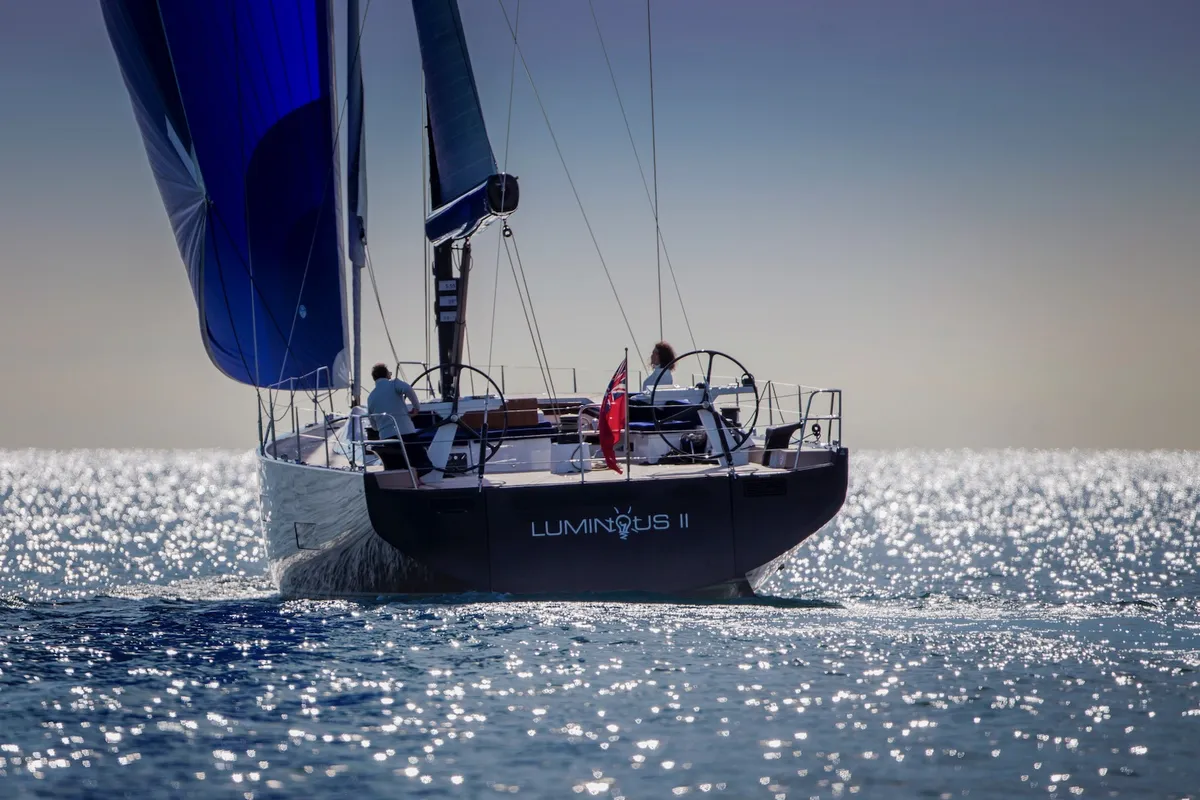 Solaris Yachts 64RS: Sailing boat with a blue spinnaker at sea