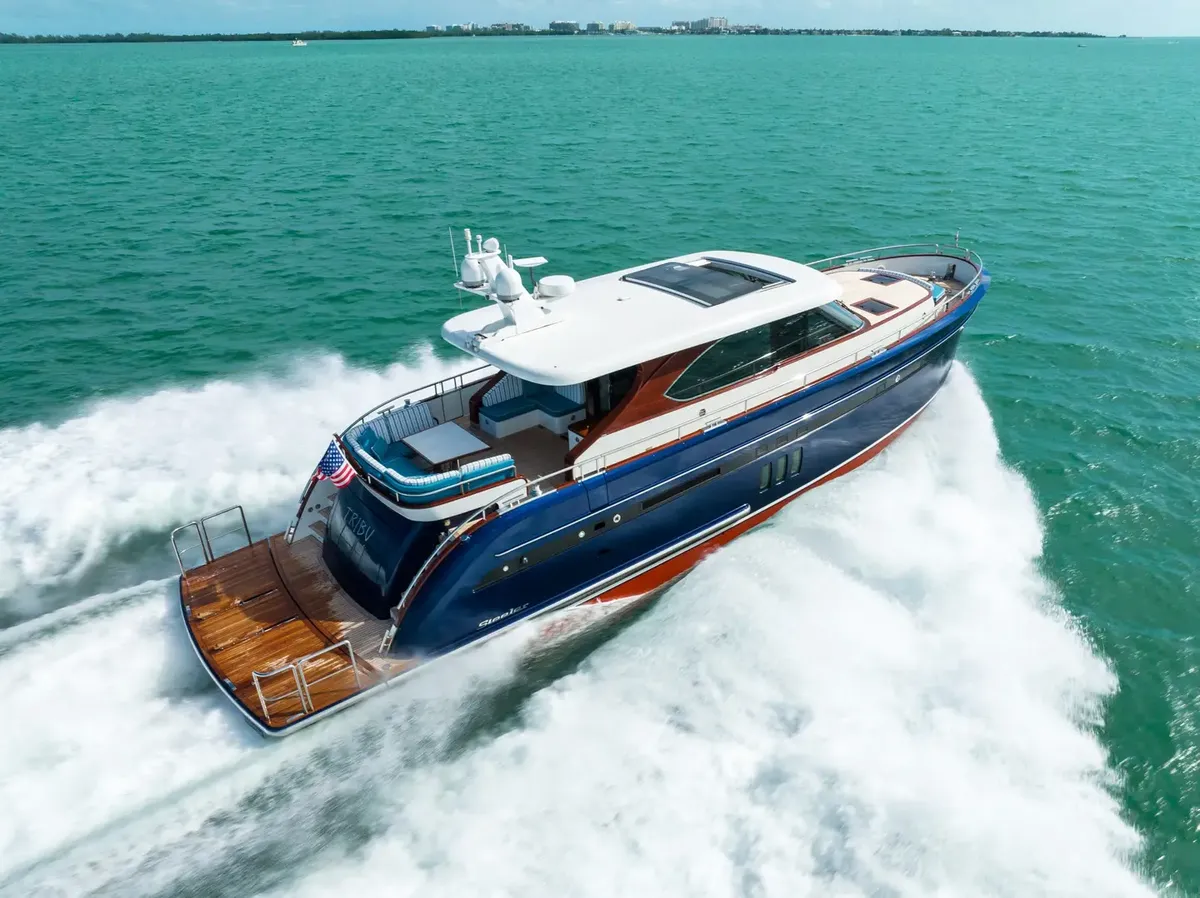 Steeler Yachts 60S: Boat travelling swiftly across the water