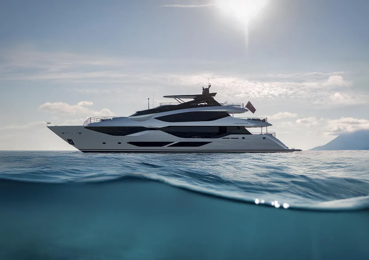 Sunseeker 134 Superyacht: Luxury yacht at sea