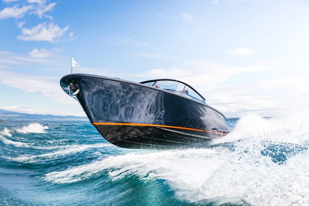 Wajer Yachts 38: Black boat cruising at sea
